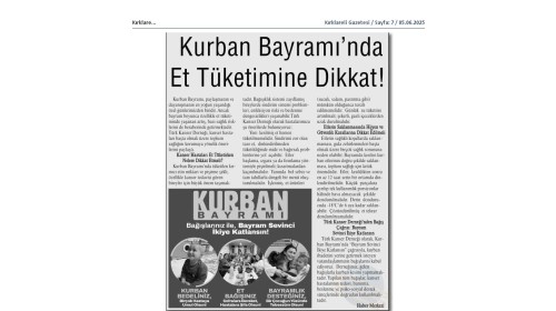 Kurban Bayramı’nda Et Tüketimine Dikkat! - 2025